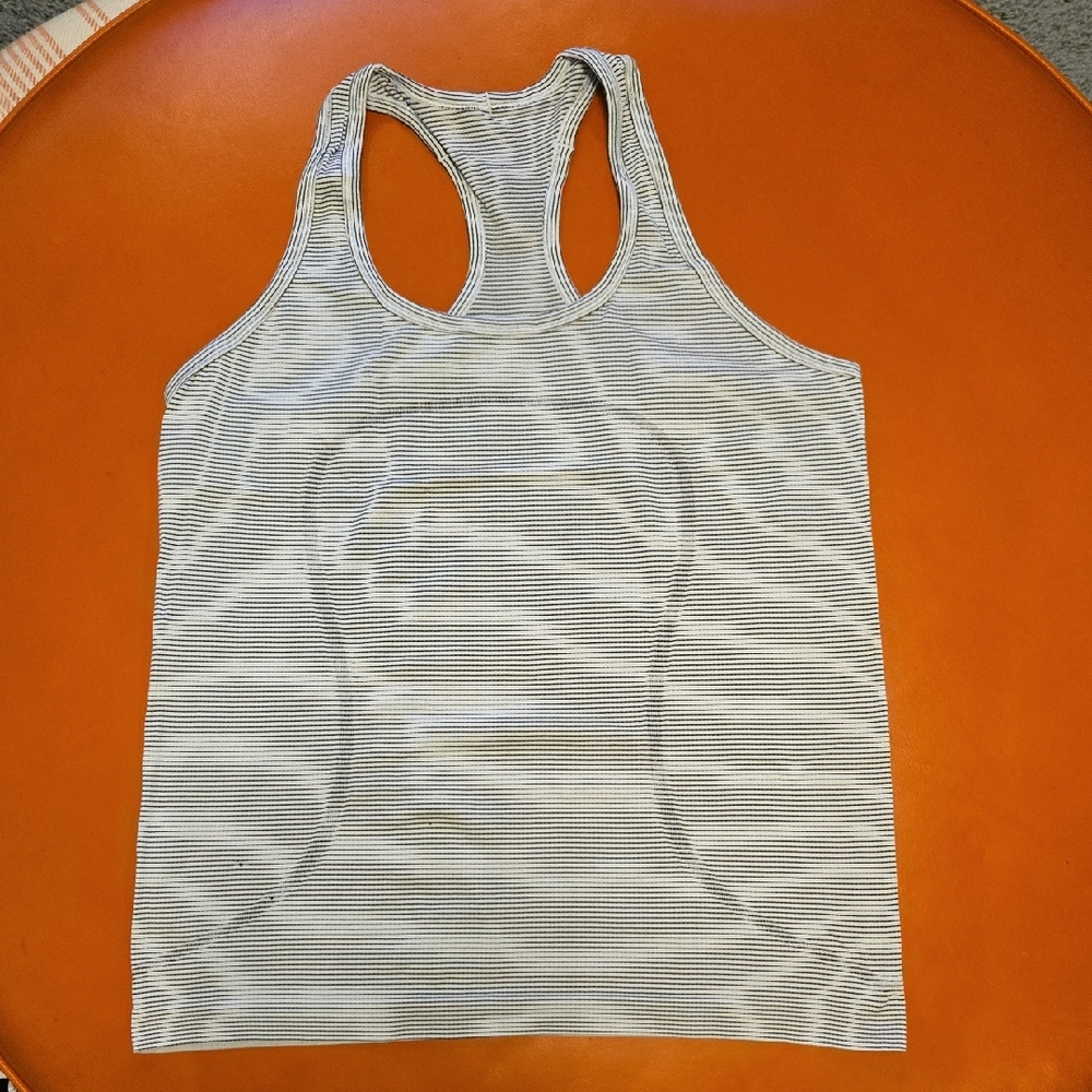 Lululemon Athletica Black White Striped Fitted Sleeveless Tank